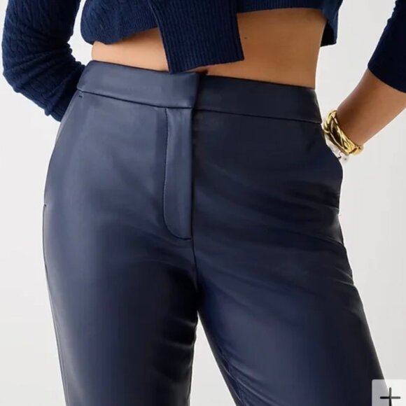 NWT J. Crew Tall Kate straight-leg pant in faux leather navy! - Picture 3 of 5